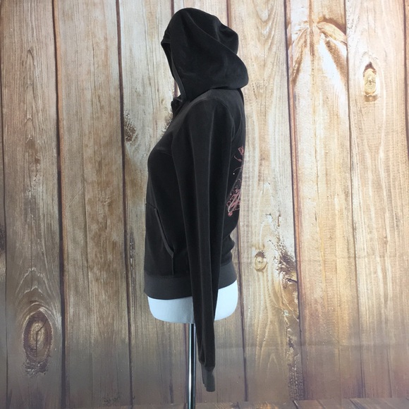 Juicy Couture Brown velour zip hoodie size M - Picture 4 of 8